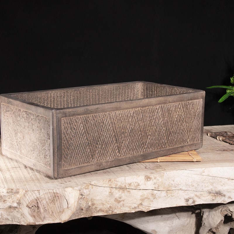 中国风禅意仿古青石多肉花盆老桩假山流水造景吸水石盆景盆