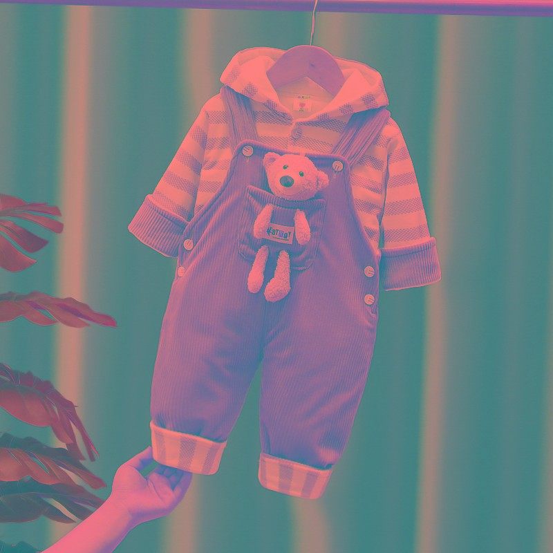 男童装婴儿4-5-6个月秋冬装0-1-2岁女宝宝背带裤婴幼儿童棉衣套装