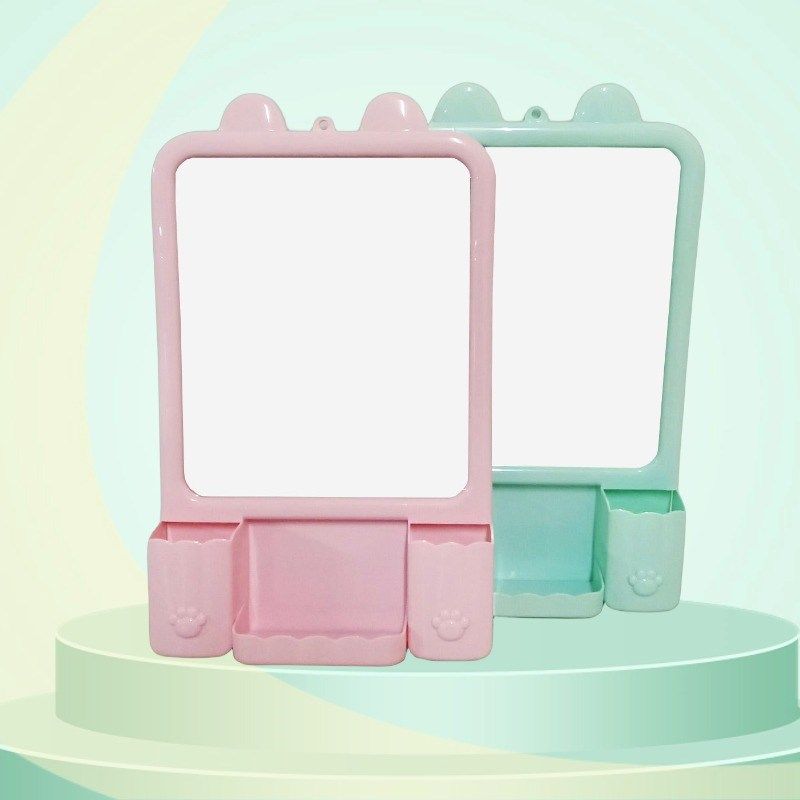 家用卫生间厕所挂镜免打孔方形镜子简约塑料浴室置物梳妆化妆镜