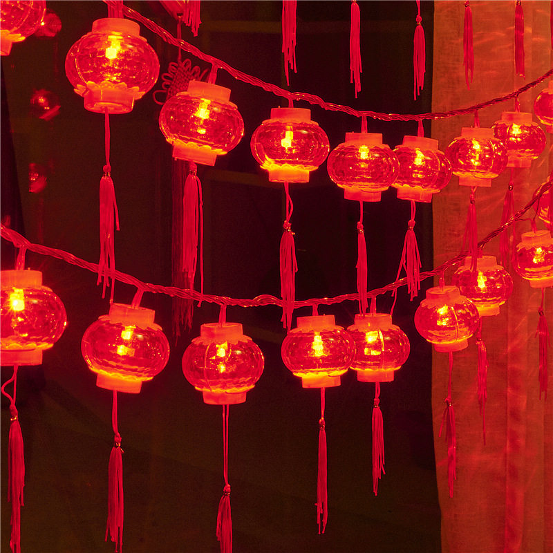 led小彩灯闪灯串灯流苏红灯笼春节新年家用过年房间布置装饰挂灯