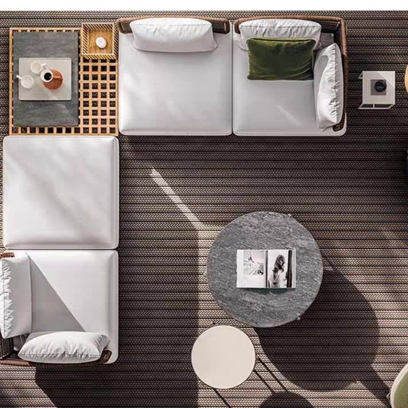 户外沙发庭院别墅露台柚木防水防晒室外花园露天休闲藤编沙发组合,住宅家具,户外沙发,淘宝优惠券,粉丝福利购,淘宝优惠卷