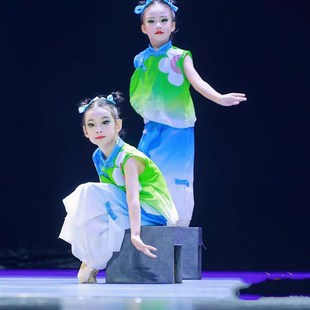 童年的夏夜演出服蒲扇摇外婆桥儿时乐月光喜雨渔梦渔阳舞蹈服凳子