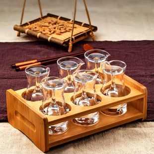 家用水晶玻璃透明一口杯高脚杯白酒分酒器酒壶小酒杯中式酒盅套装