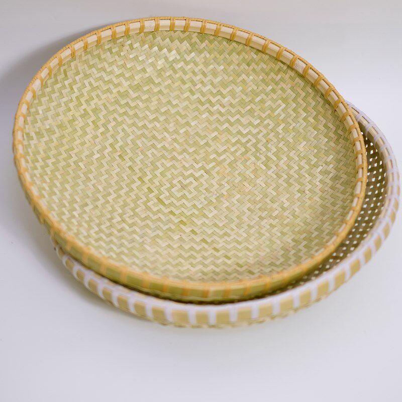 高品质纯手工竹编簸箕 圆形簸箕农家竹制品收纳筐家用水果篮圆筐