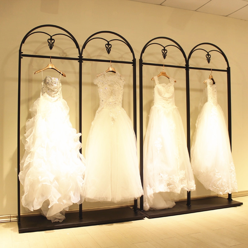 欧式铁艺婚纱架影楼货架服装店落地衣服架挂婚纱架子工作室挂衣架