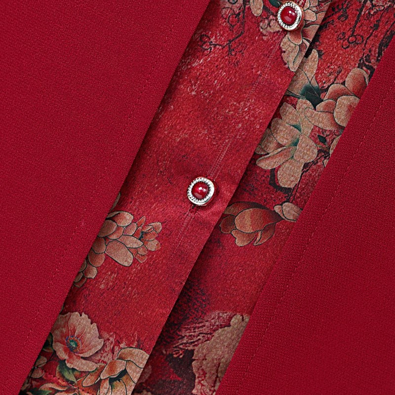 奶奶春装衬衣中老年人长袖开衫假两件上衣女70岁妈妈夏季宽松衬衫