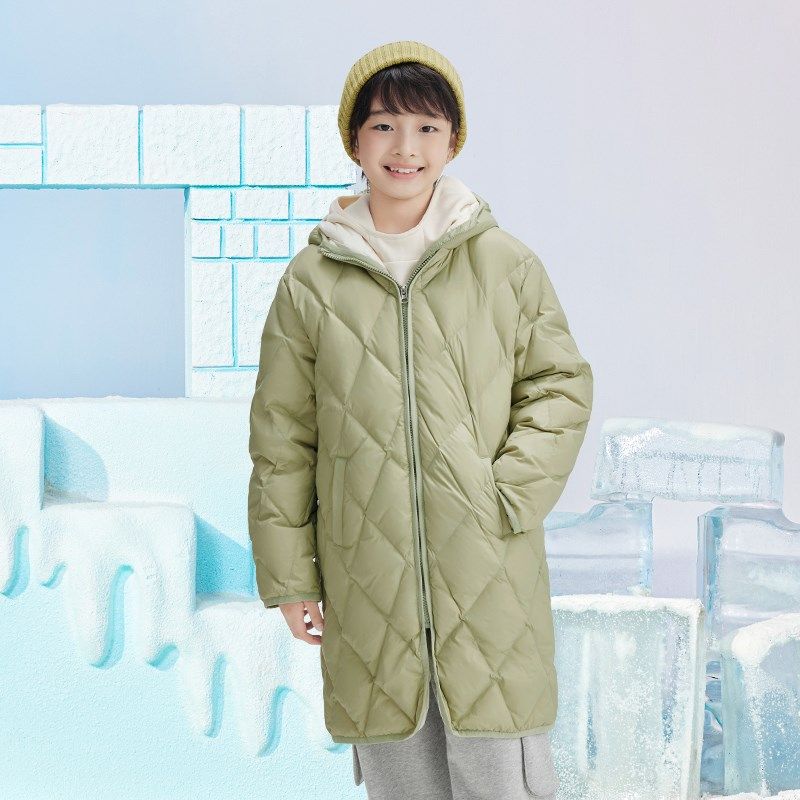【太阳雪人秋冬童装】儿童羽绒服过膝长款男女童冬季外套轻薄大童