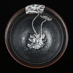 甲盏窑李甲栈天目瓷七彩茶杯主人杯银饰杯功夫茶杯陶瓷茶杯