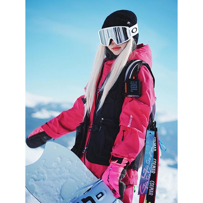 火龙果色专业滑雪服外套徒步登山