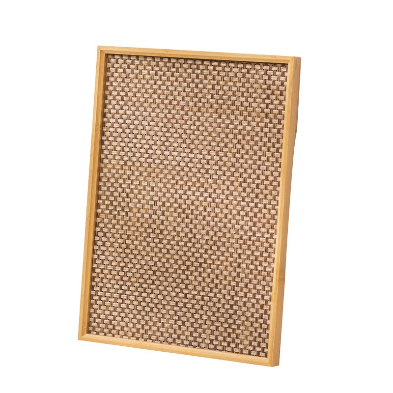 竹木托盘实木家用长方形茶盘幼儿园餐盘月子美容烧烤面包托盘编织