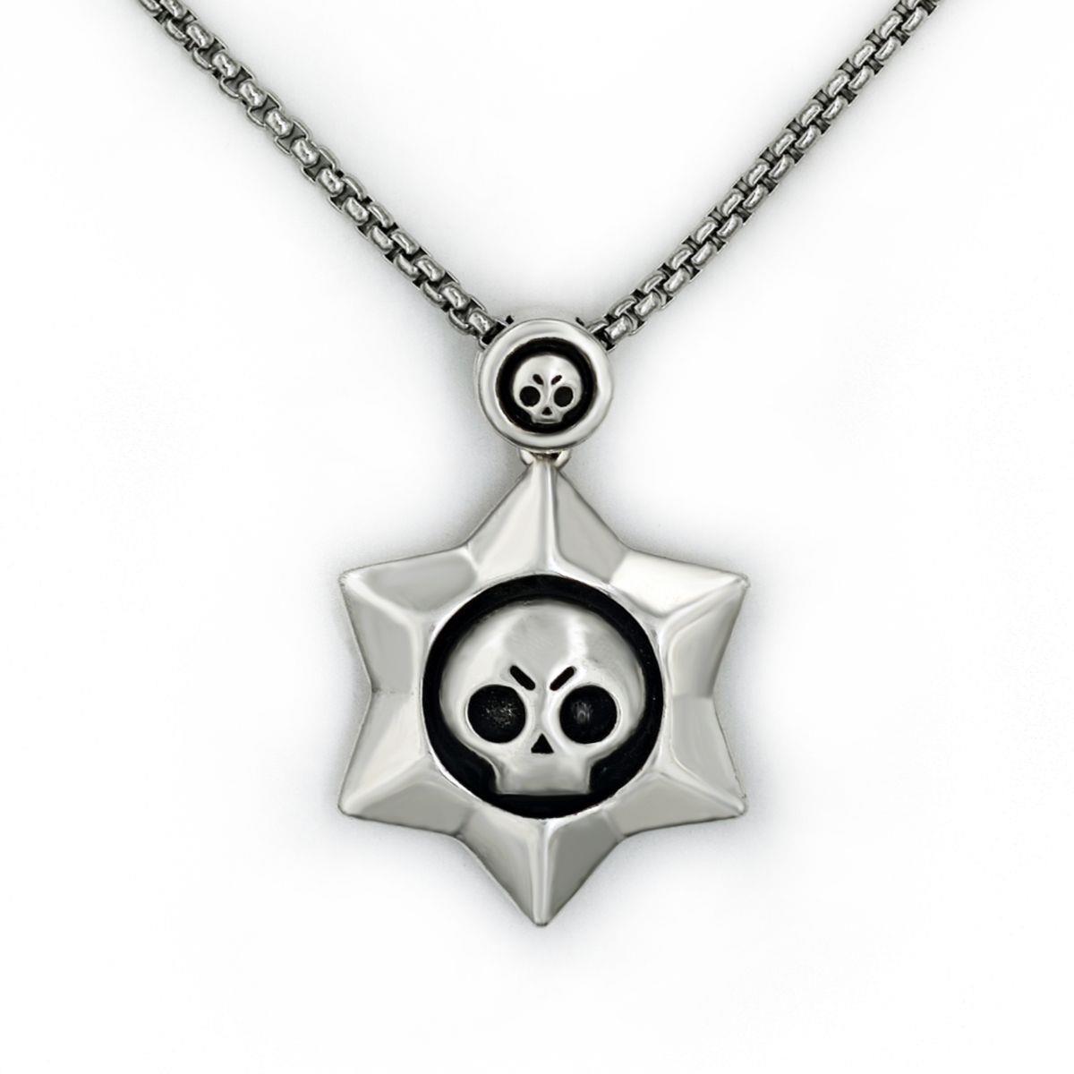 荒野乱斗游戏周边骷髅六芒星男女百搭复古泰银戒指毛衣项链