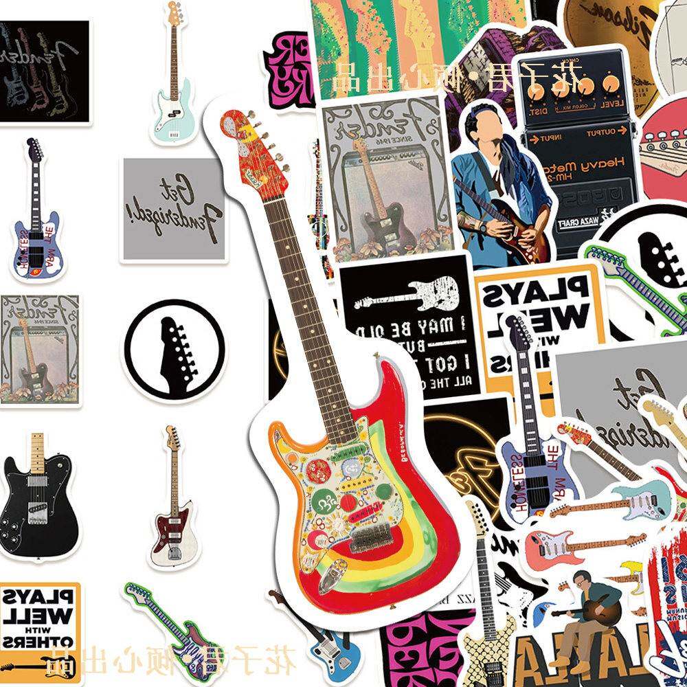 100张吉他贴纸卡通创意个性乐器涂鸦贴画diy笔记本行李箱手帐本
