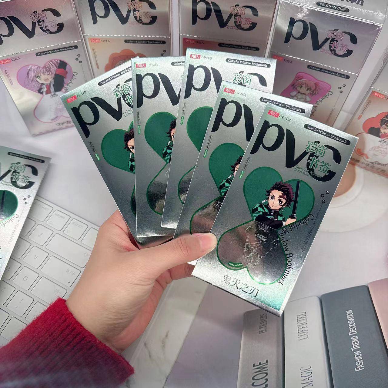 适用鬼灭之刃周边pvc彩窗书签高清透明阅读书页夹收藏卡片谷子周