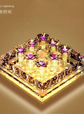 三色LED水晶走廊过道灯紫色玄关灯阳台吸顶灯门厅灯具调光超亮