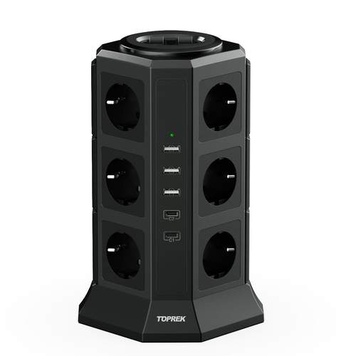 韩国KC认证塔式欧规3层12孔插座带5个USB