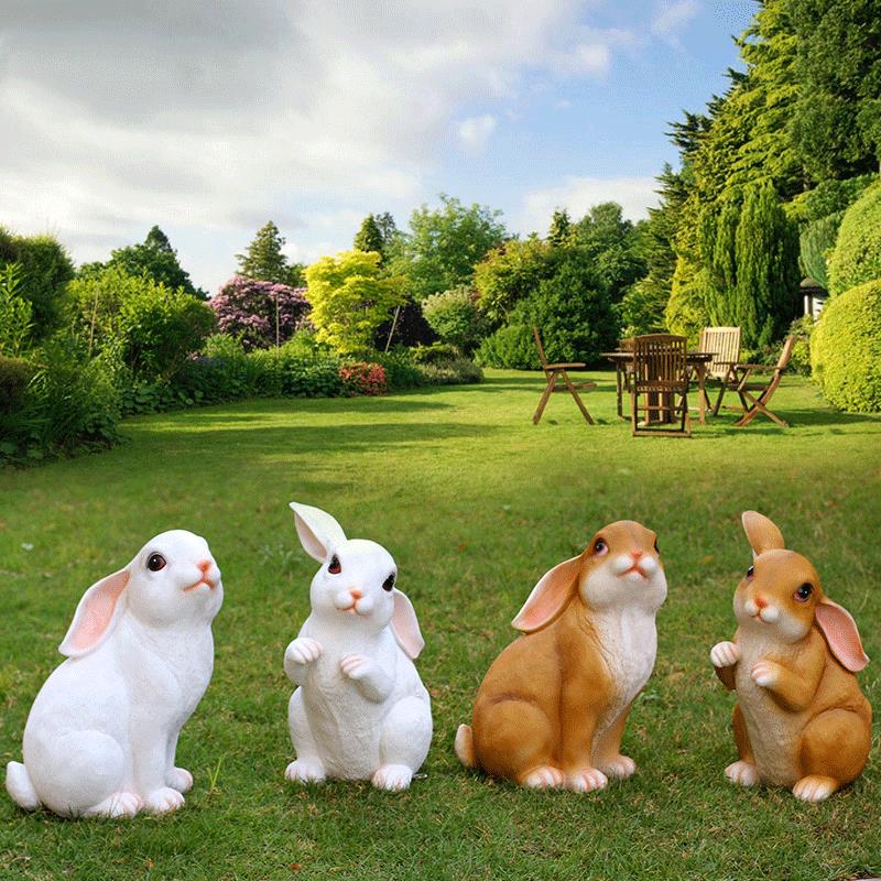 玻璃钢仿真兔子摆件户外花园林动物景观雕塑小品庭院草坪装饰造景