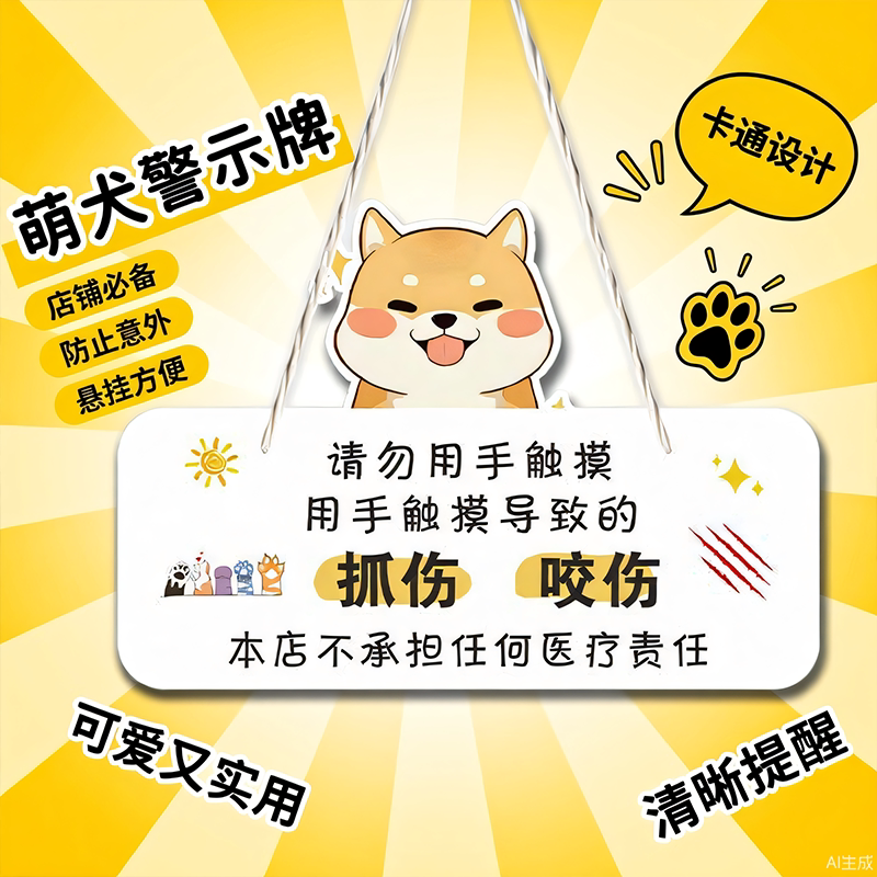 宠物店挂牌请勿用手触摸猫狗避免误伤警示牌请勿投食猫狗创意标牌
