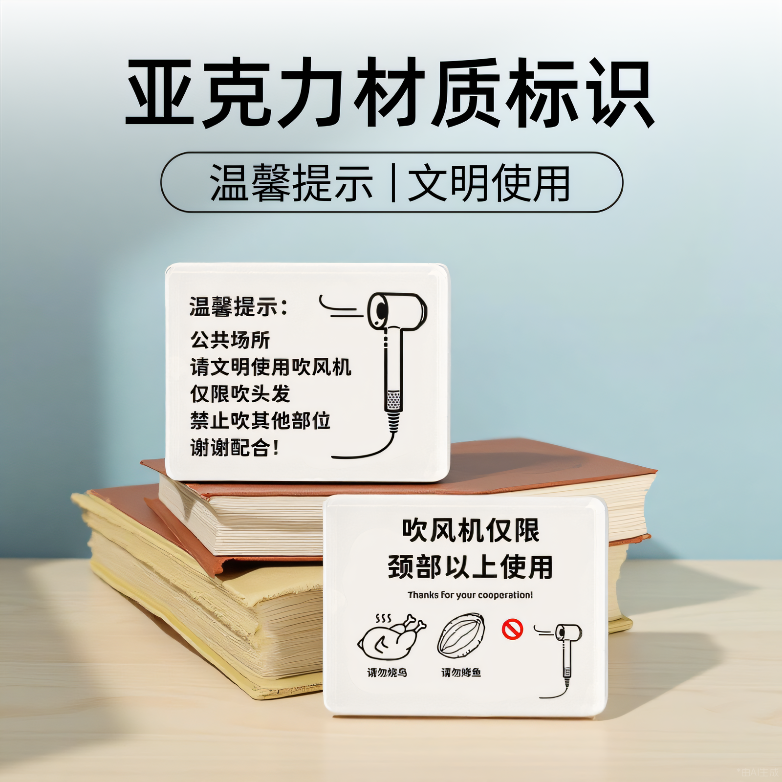 请文明使用吹风机亚克力温馨提示牌只能吹头发禁止吹其它部位标牌,商业/办公家具,广告牌/标识牌,淘宝优惠券,粉丝福利购,淘宝优惠卷