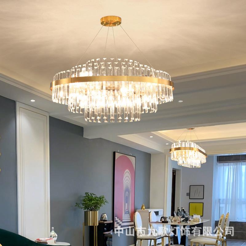轻奢水晶吊灯现代简约餐厅客厅灯具别墅后现代卧室楼梯间网红灯具