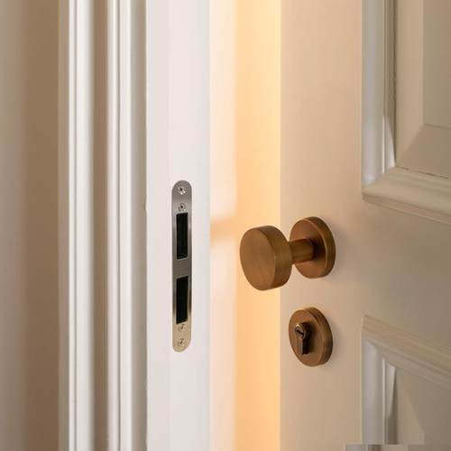 黄古铜卧室门锁家用通用型室内磁吸静音房门锁简约分体木门门把手