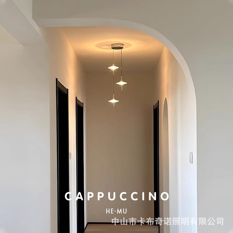水晶楼梯吊灯现代简约高级感轻奢过道走廊星雨餐厅卧室床头吊灯