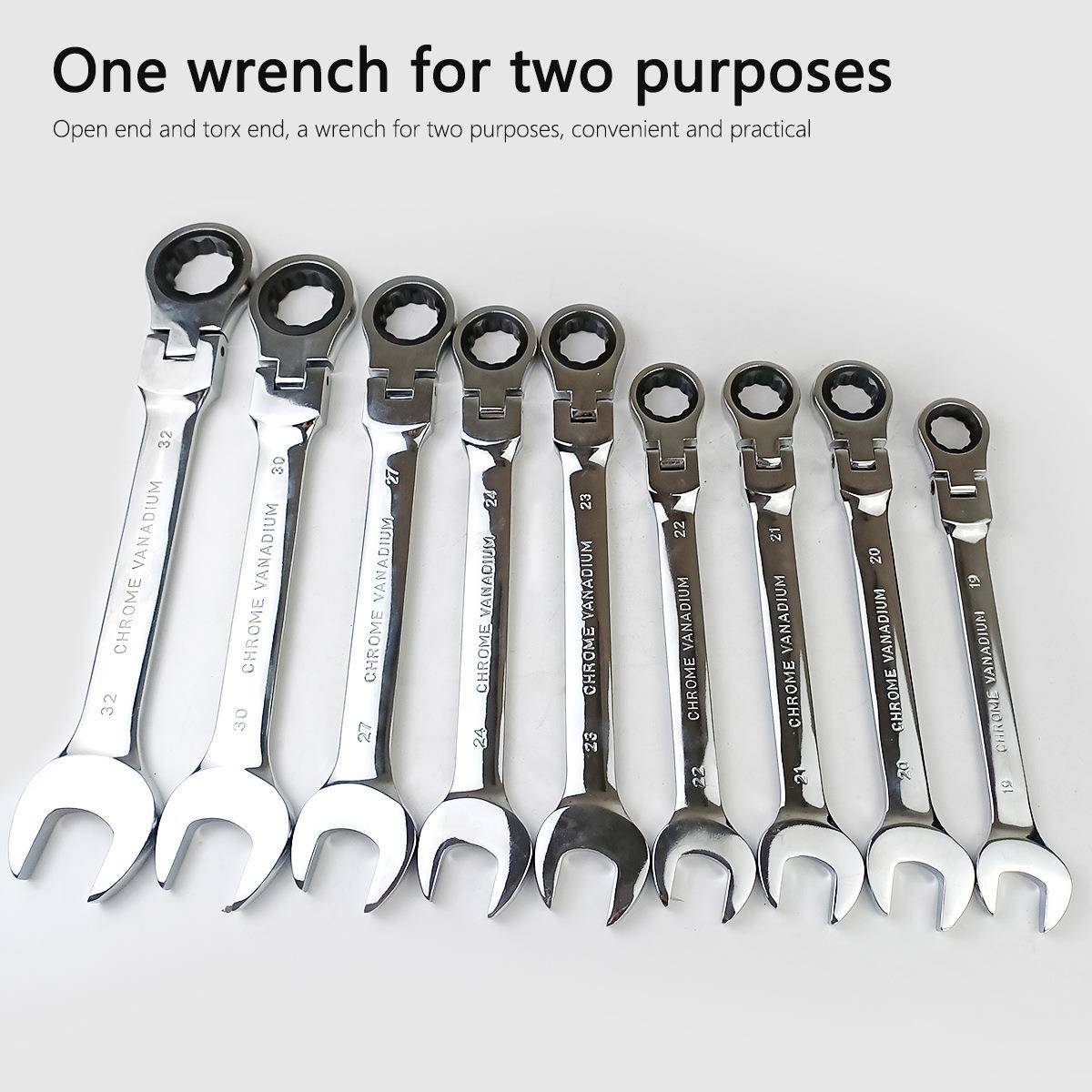 22Pcs两用摇头棘轮扳手组合专业汽修扳手便于携带使用方便