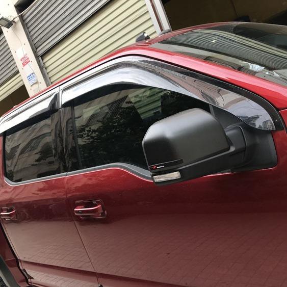 适用福特猛禽F150注塑加厚晴雨挡加宽全包式车门挡雨板门窗遮雨片