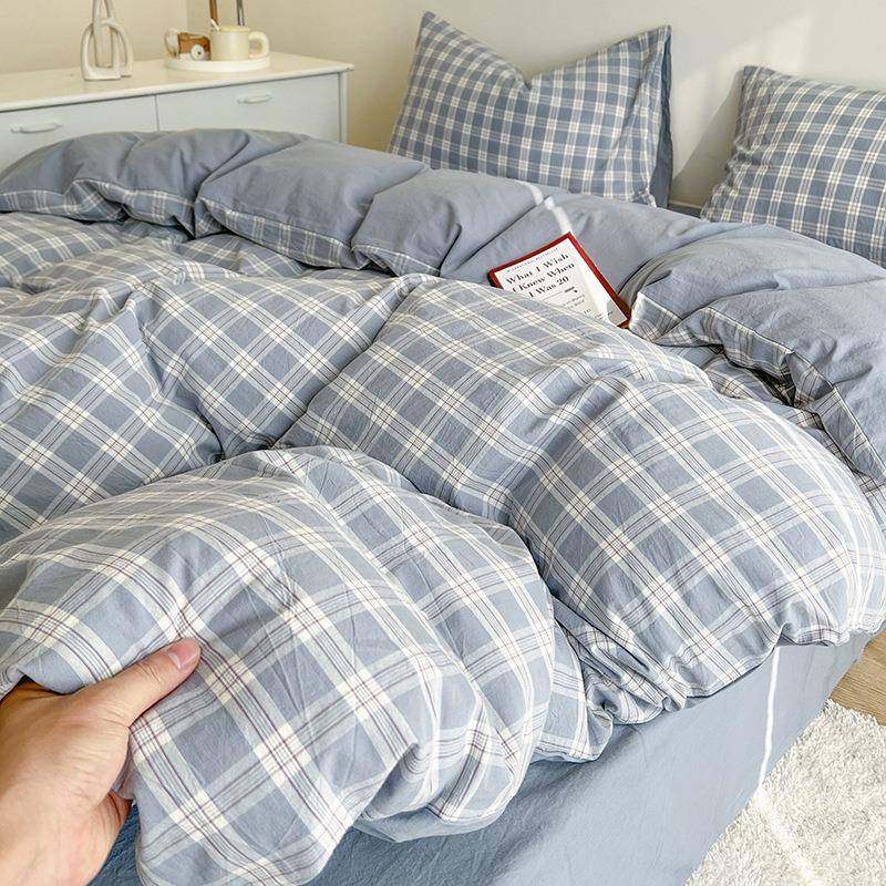 a类母婴级日式简约水洗棉四件套学生宿舍家纺床单床品单被套