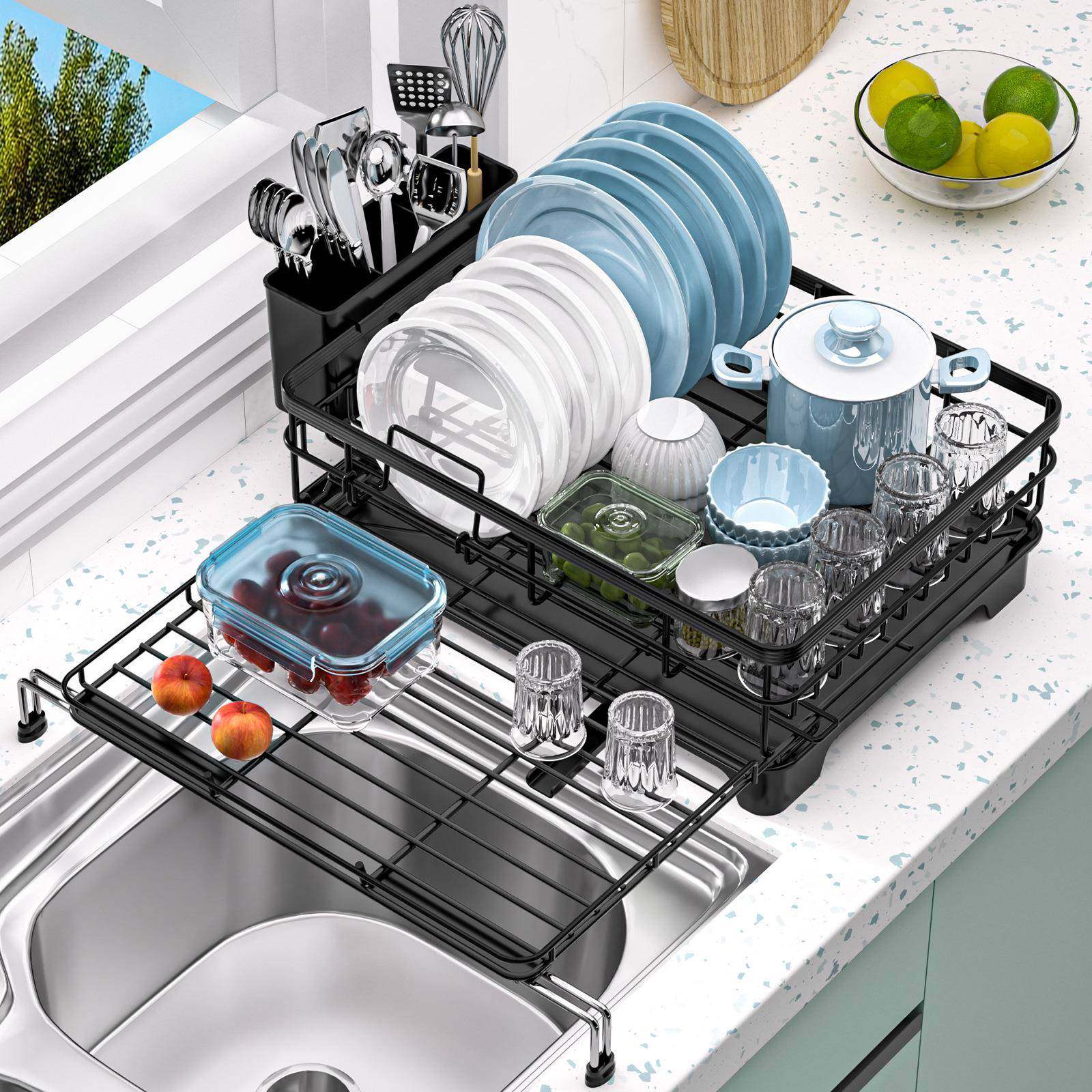 厨房置物架可伸缩款碗碟碗盘架台面多功能碗碟筷收纳沥水架储物架,橡塑材料及制品,亚克力管/有机玻璃管,淘宝优惠券,粉丝福利购,淘宝优惠卷