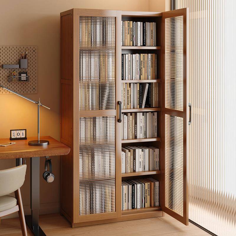 书架置物架落地书柜简易客厅一体靠墙窄缝柜带门防尘收纳储物柜子