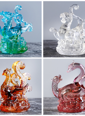 琉璃摆件四神兽家居装饰青龙白虎玄武朱雀中式新房乔迁风水工艺品