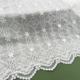 田园立体小碎花布料小清新面料床品服装 棉布刺绣衣服布艺宽1.3米