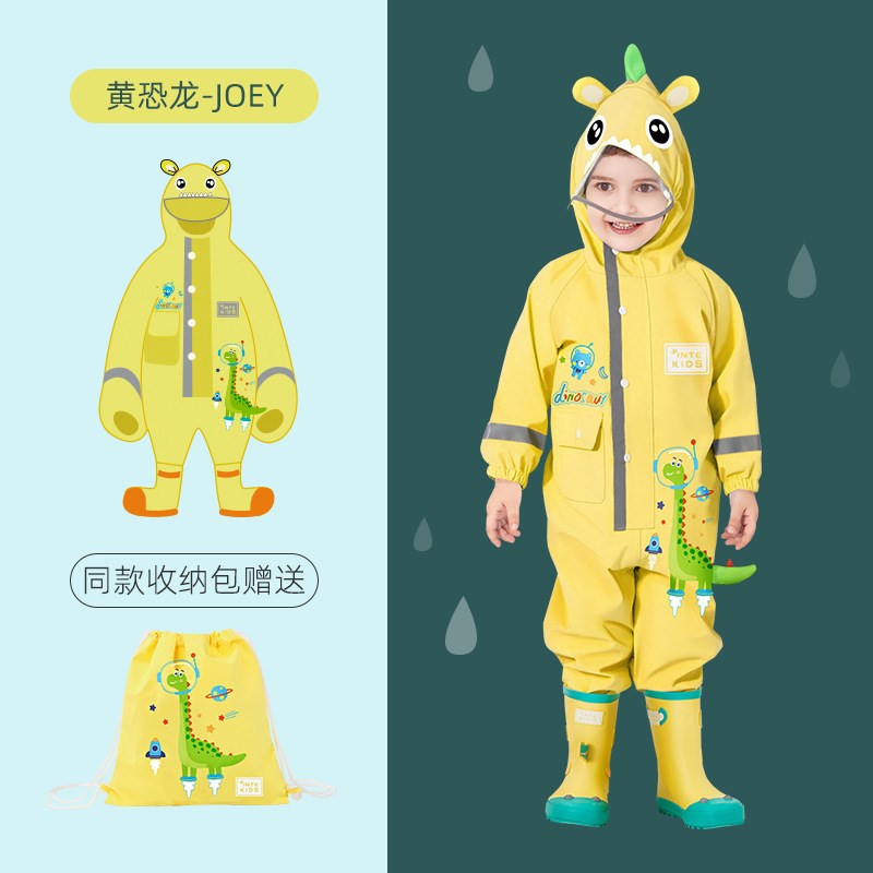 儿童连体雨衣男童宝宝雨披小学生女幼儿园恐龙雨裤套装全身防暴雨