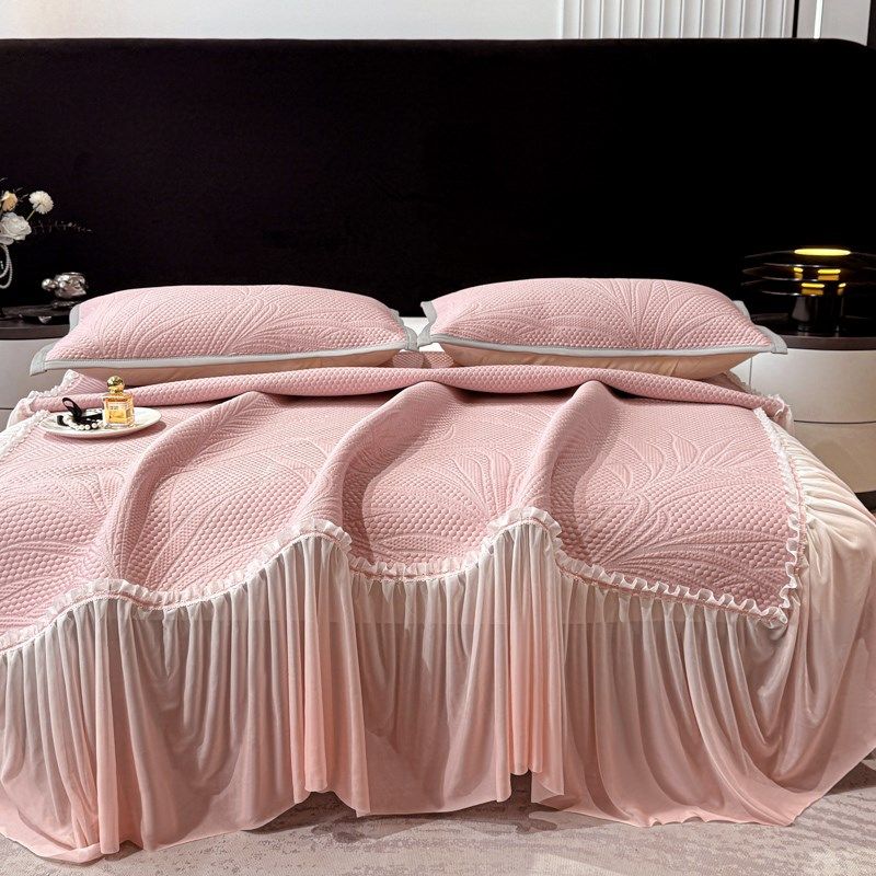 A类母婴级PE冰豆豆凉席三件套床裙款夏天夏季凉感冰丝席子床盖粉,床上用品,冰丝席,淘宝优惠券,粉丝福利购,淘宝优惠卷