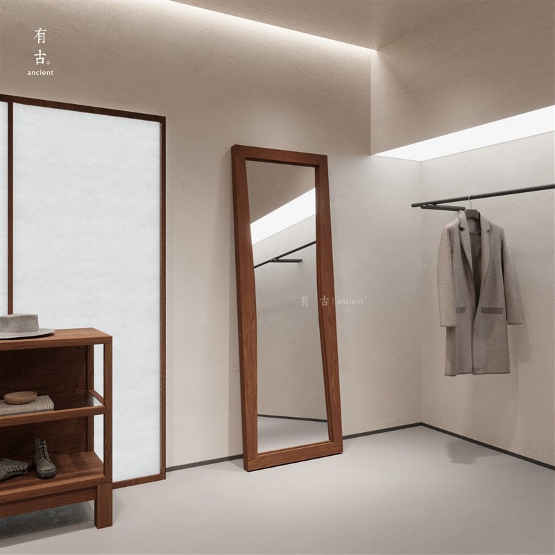 服装店专用穿衣试衣镜显瘦镜子中古靠墙落地镜P更衣镜实木轻奢镜