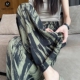冰丝扎染阔腿裤 高腰垂感慵懒风直筒宽松显瘦休闲拖地裤 女夏季 薄款