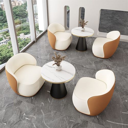 洽谈桌椅组合北欧小型简约商用轻奢休息区接待白色办公室洽谈桌椅