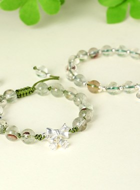 天然绿幽灵招财水晶手链女生简约小众古风串珠手串节庆出行饰品