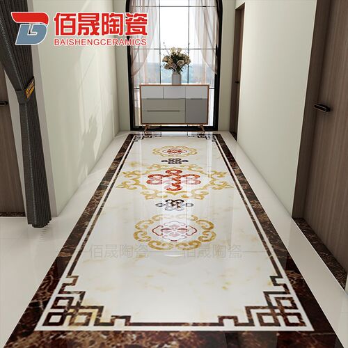 走廊过道拼花瓷砖简约入户玄关暖黄色造型地砖客厅拼图地板砖定制