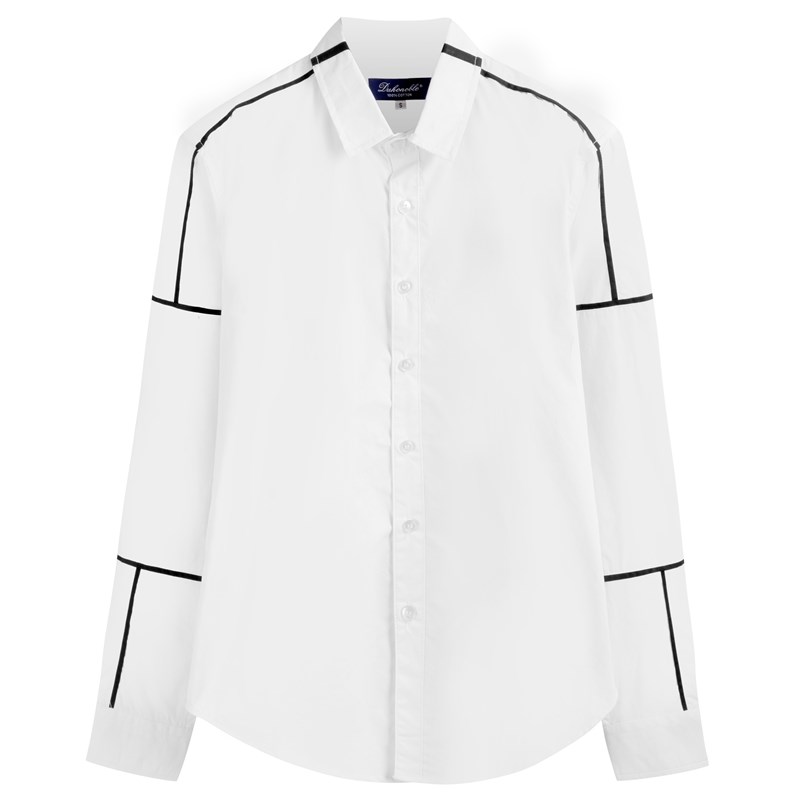 高级感白衬衫男士长袖商务正装伴郎衬衣修身韩版通勤个性设计寸衫