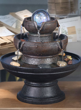 八方来财办公室桌面流水喷泉摆件循环水风水轮造景观客厅家居装饰