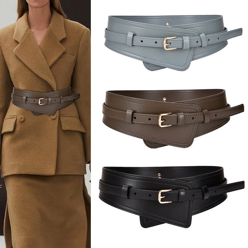 女士腰封女款配毛衣大衣外套裙子宽腰带真皮束腰裤腰带设计高级感
