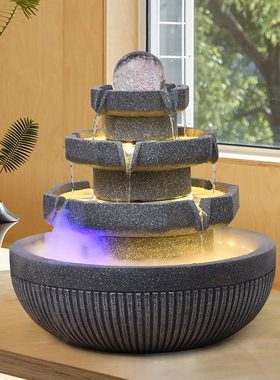 小型桌面流水摆件循环水凤水球装饰办公桌风生水起迷你喷泉风水轮