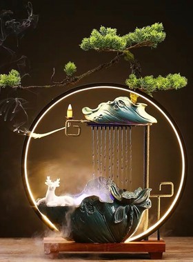 新款流水器喷泉加湿器招财风水轮客厅办公M室家居工艺摆件开业礼