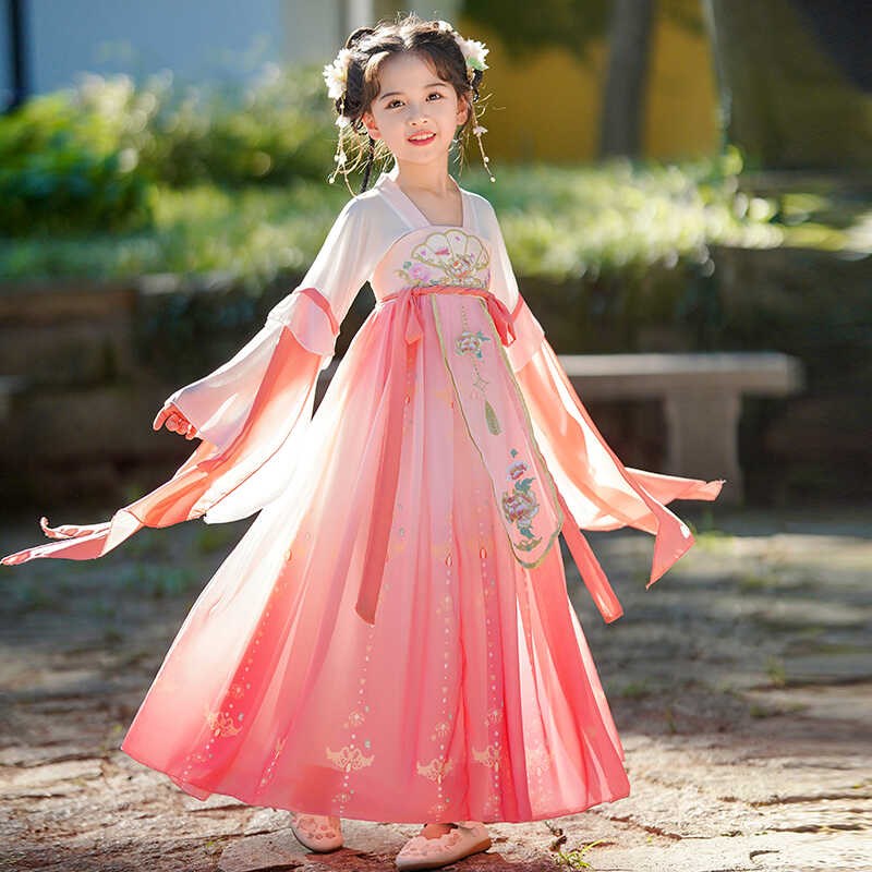 女童汉服夏季2024新款洋气儿童超仙古风唐装连衣裙刺绣襦裙