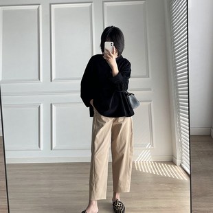 舒柔特寬松鐮刀褲 闊腿休閑褲 型決了a 九分褲 早春 老客閉眼入 版