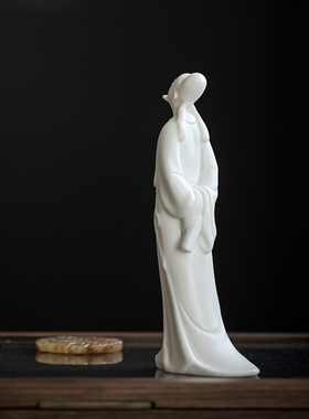 禅意李白陶瓷人物摆件创意新中式玄关造景配件茶室茶空间软装饰品