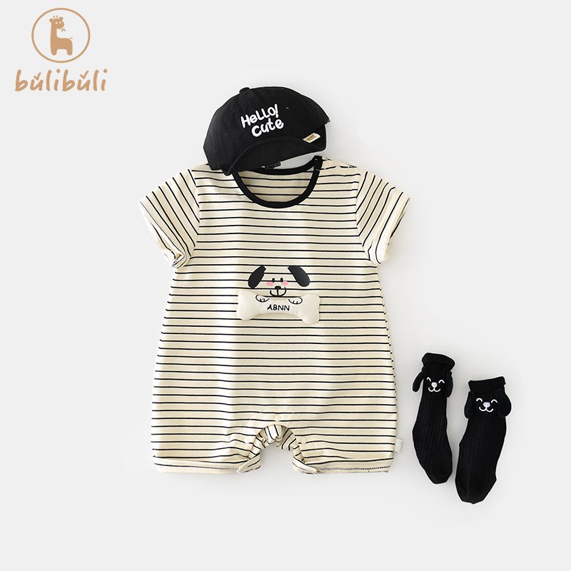 婴儿衣服夏装2025新款男女宝宝短袖连体衣夏季薄款可爱超萌爬爬服