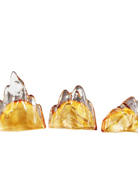 现代简约山形水晶玻璃彩色三件套摆件家居样板房客厅北欧装饰品