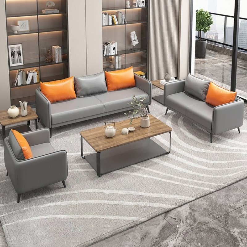 办公室沙发茶几组j合商务休息接待会客三人小型简约现代轻奢高级